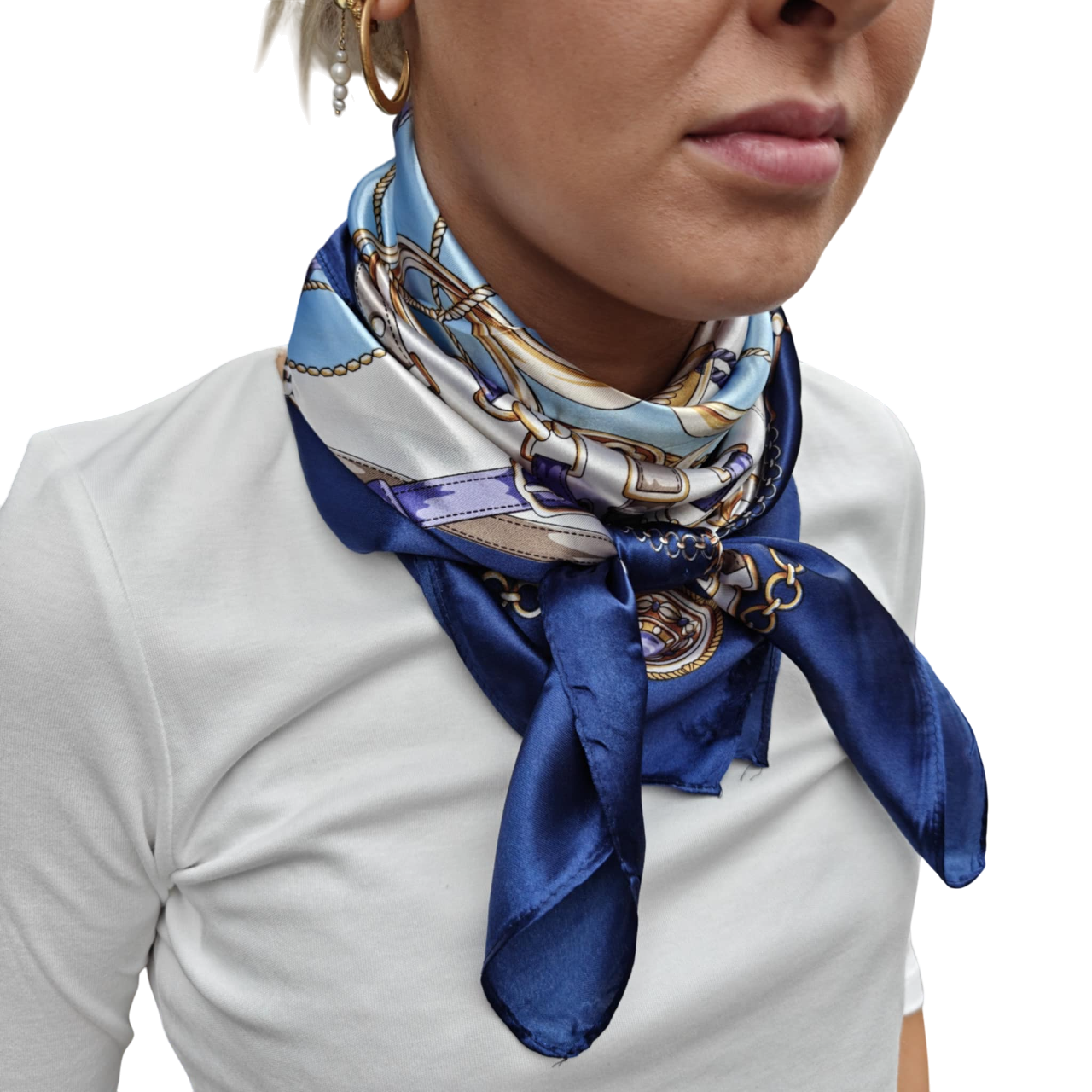 Charlina satin tørklæde blue