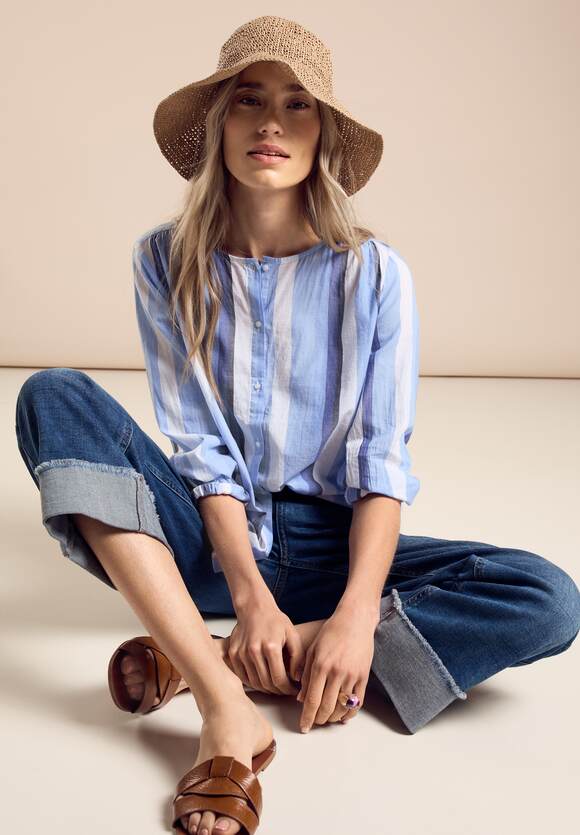 Street One Striped cotton blouse blue