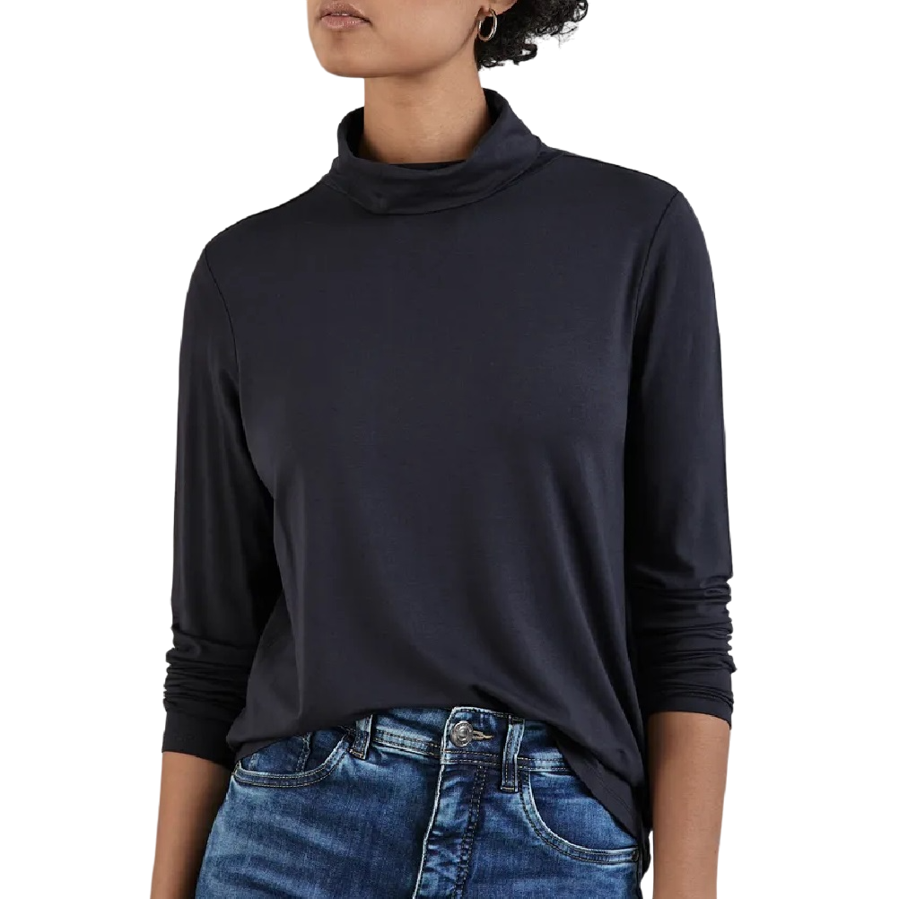 Street One roll neck basic shirt night sky blue