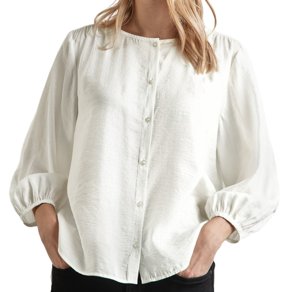 Street One buttoned roundneck blouse off white