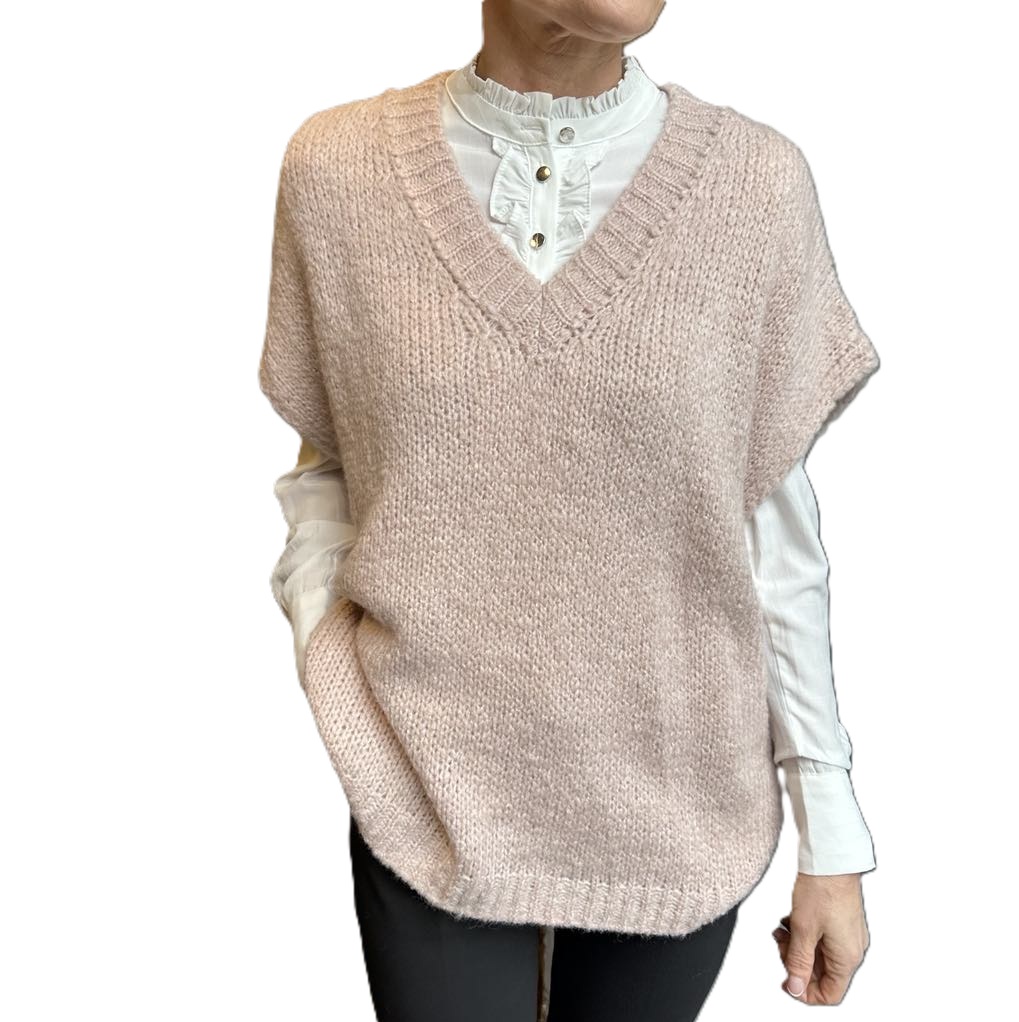 Ivory knit vest antique rose