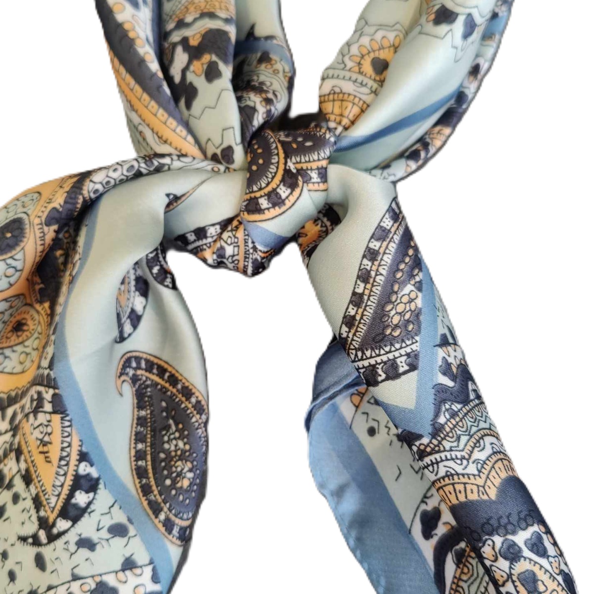 Salina satin tørklæde blue paisley