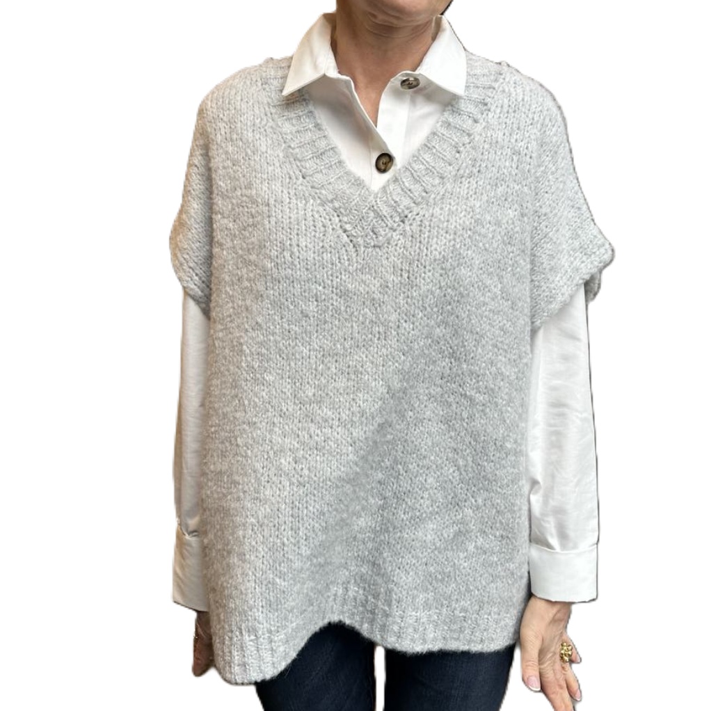 Ivory knit vest grey