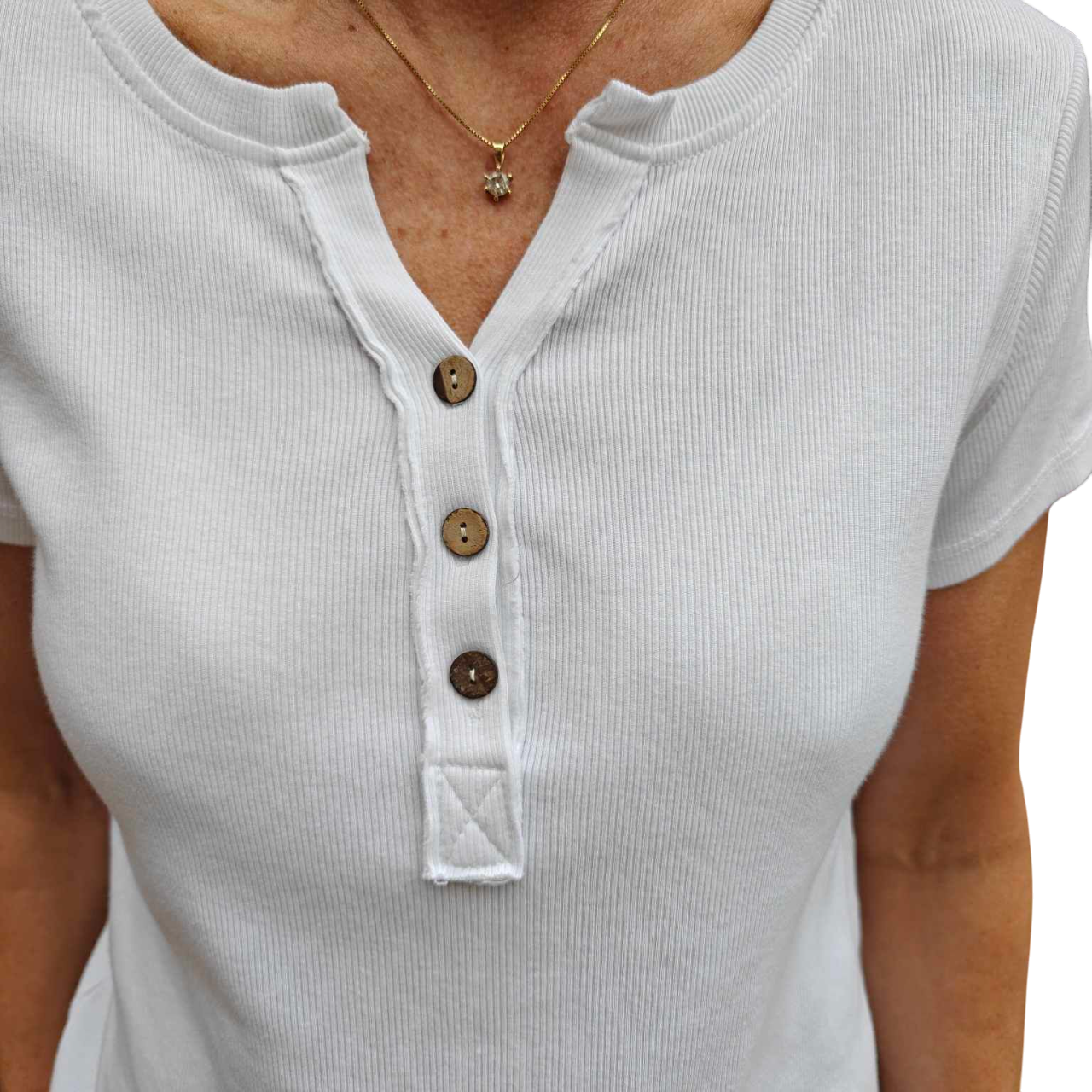Janine rib tee white