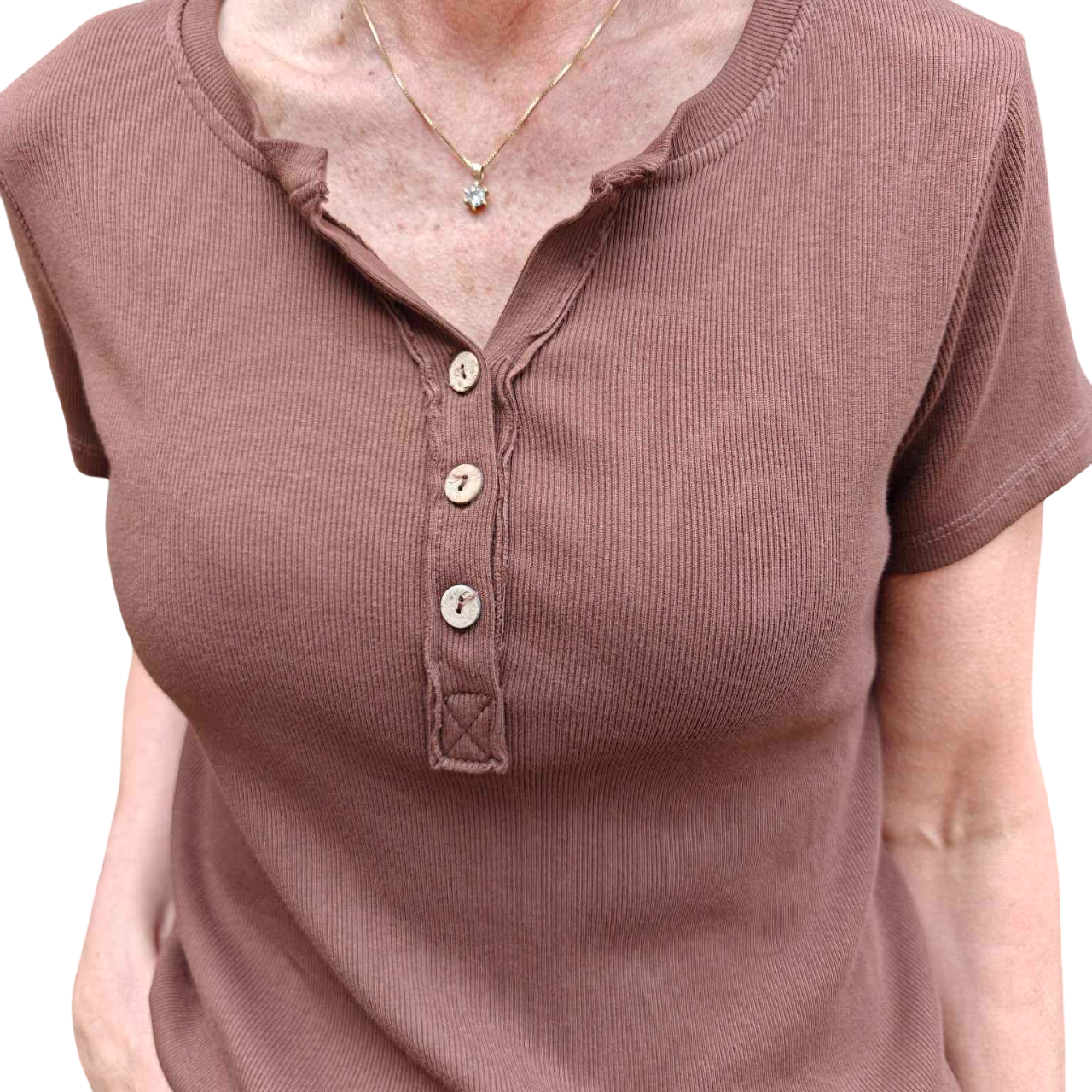 Janine rib tee brown