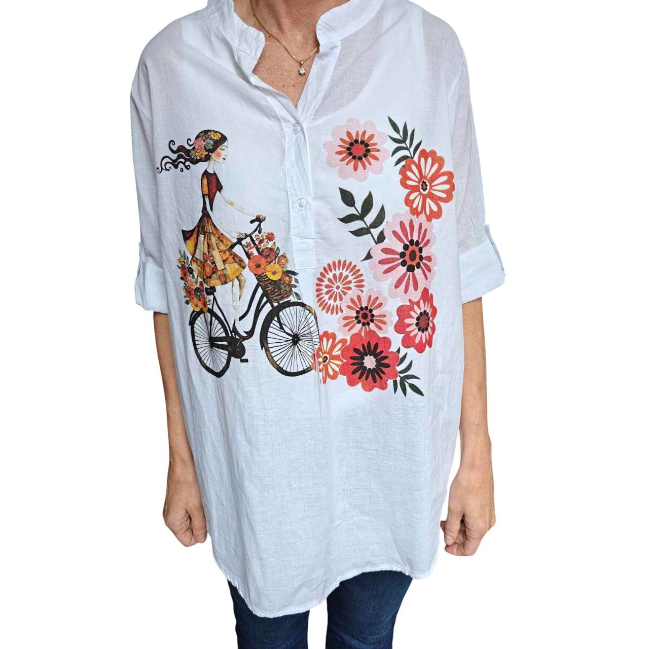 Sally shirt red flowers
