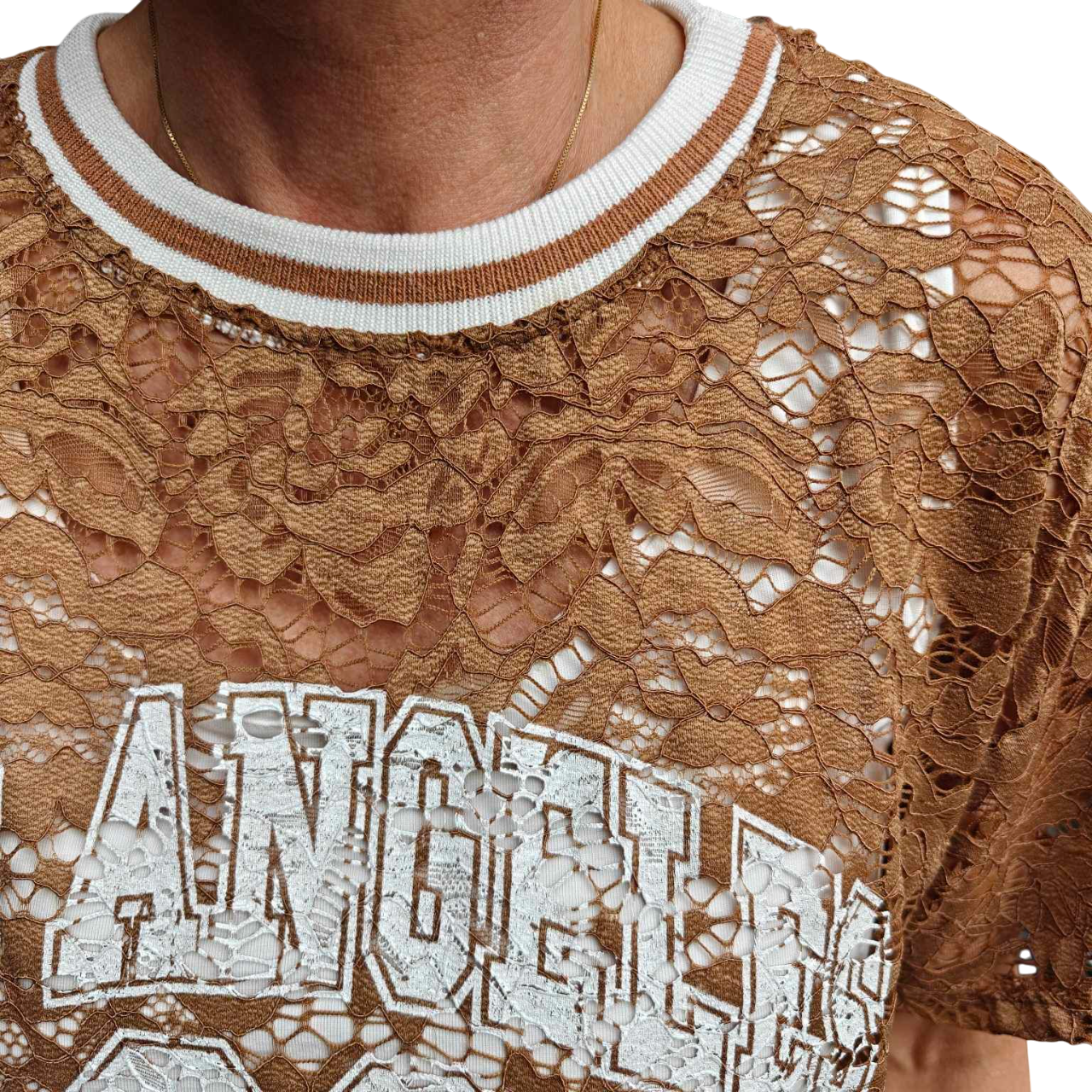 Los Angeles lace top camel