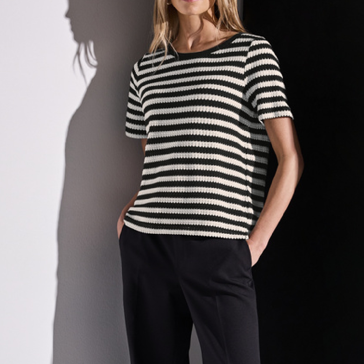 Street One summer stripe knit black