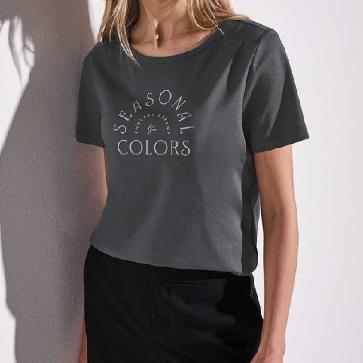 Street One basic partprint shirt obscure grey