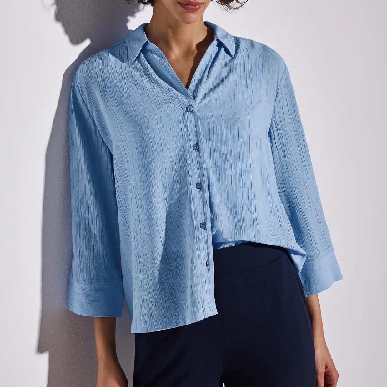 Street One crinkle shirt Serenity blue