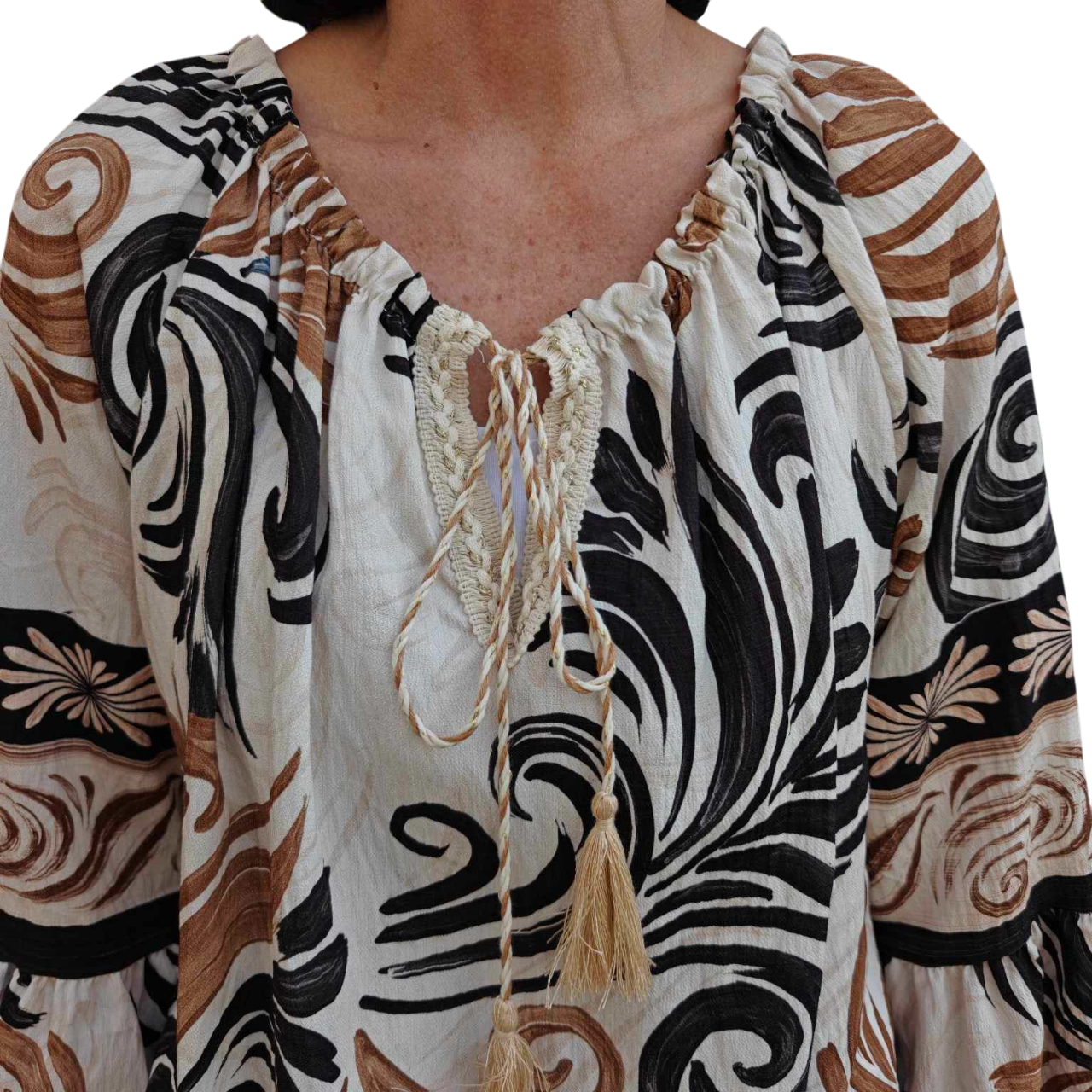 Dannie tunic black camel