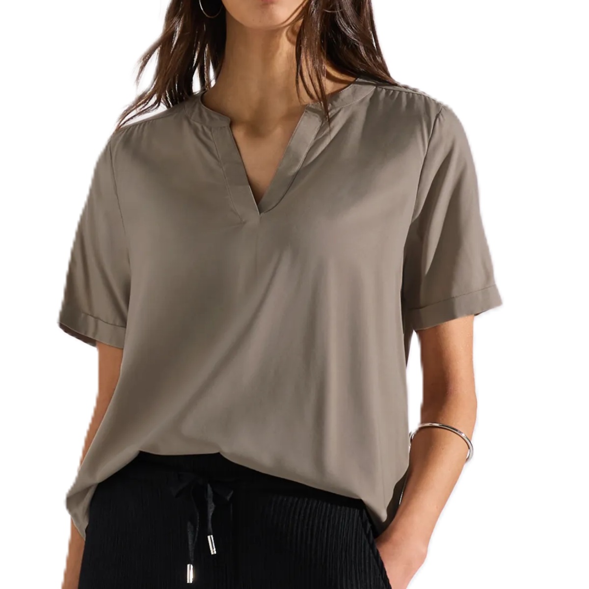 Street One splitneck blouse sand