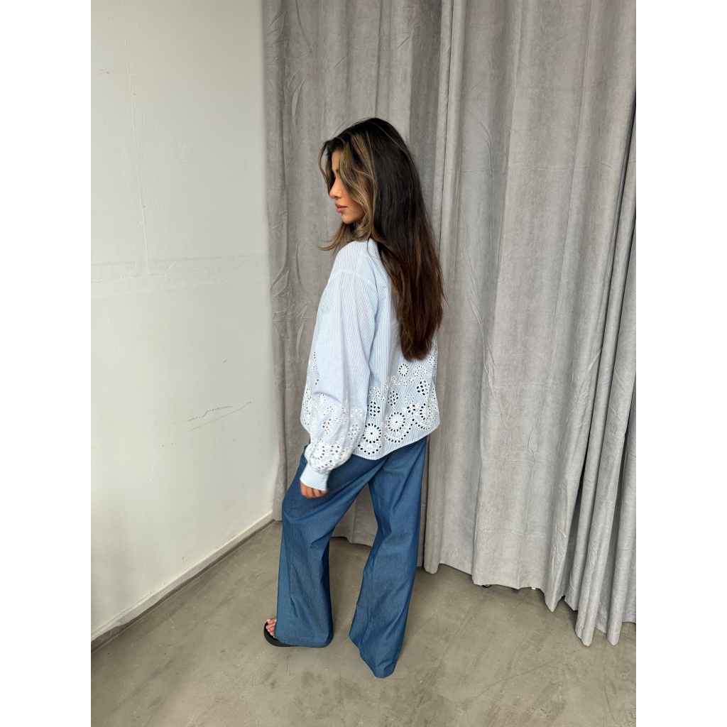 Continue Sanna embroidery blue stripe