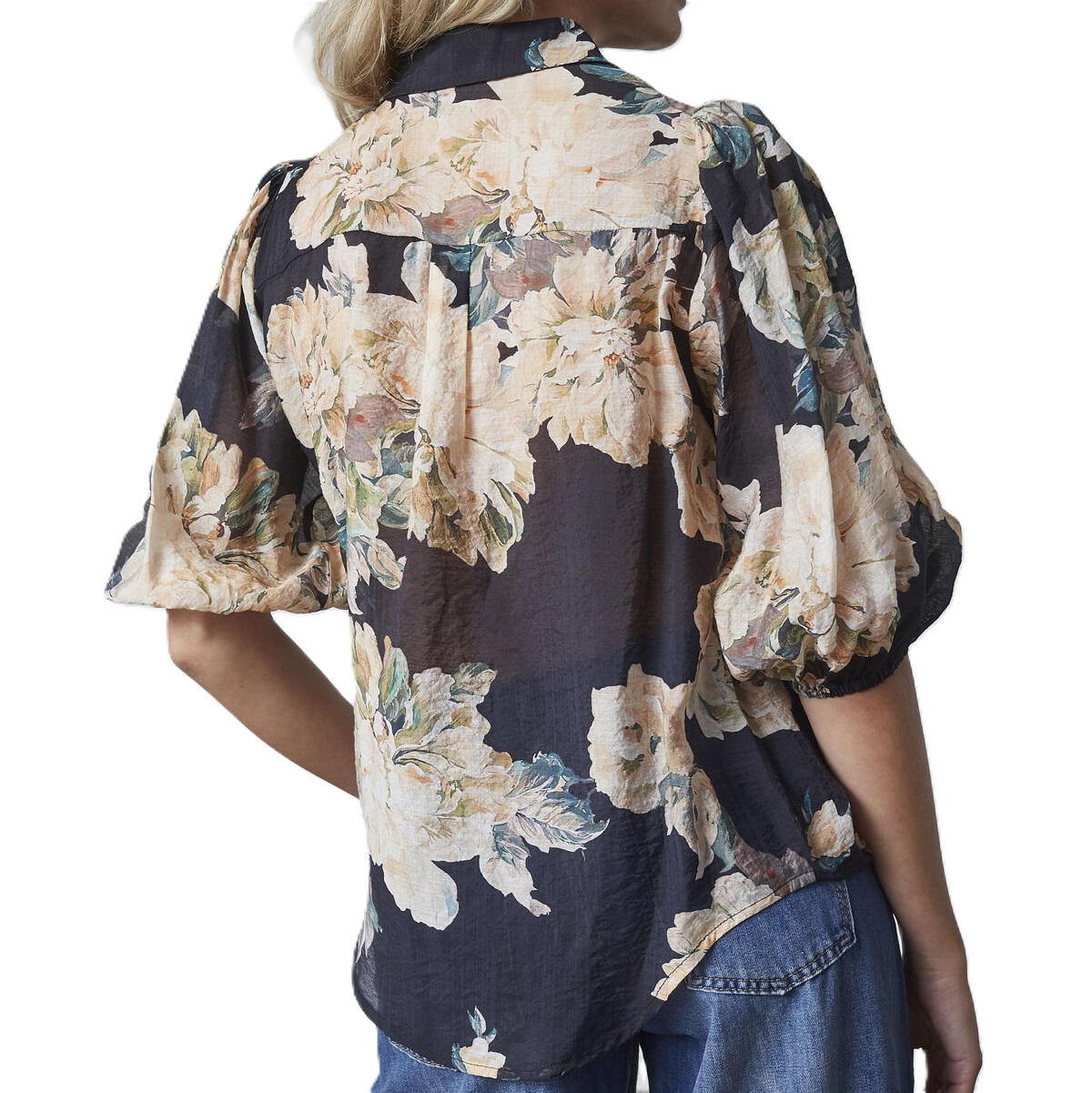 Love&Divine bluse black flower Love436