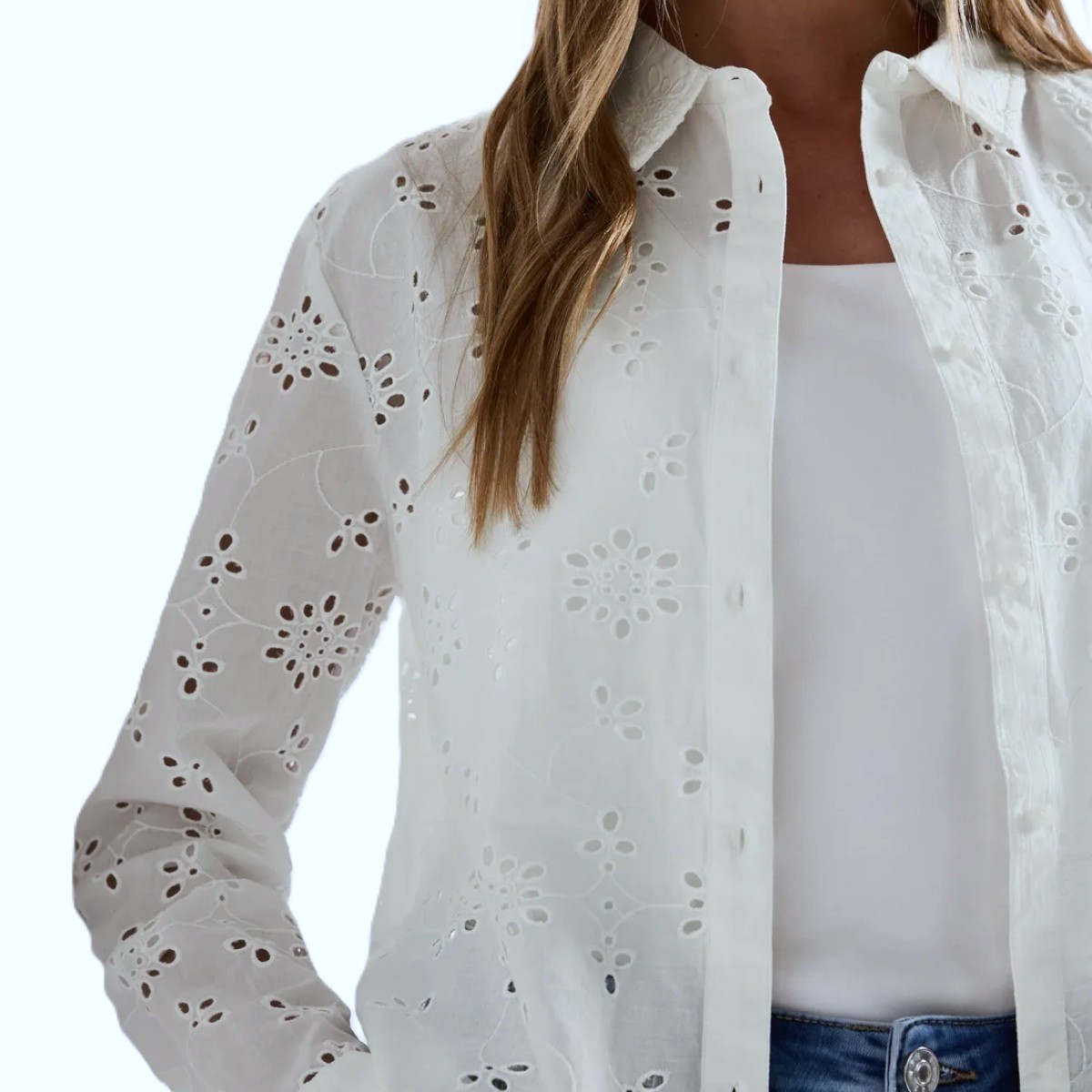 Street One crochet shirt off white