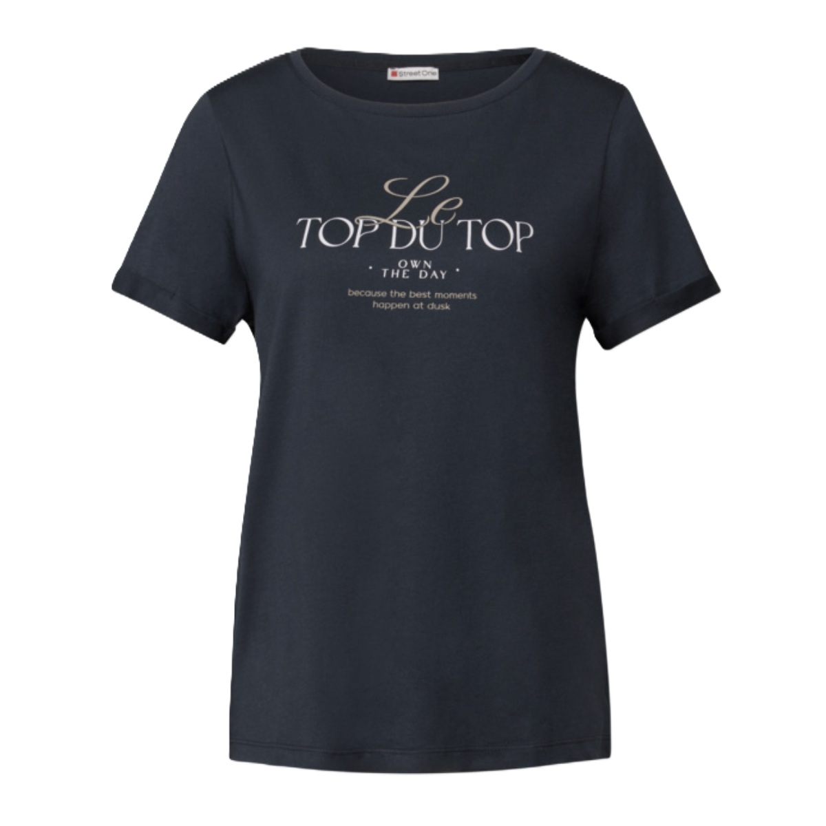 Street One wording shirt deepwater blue