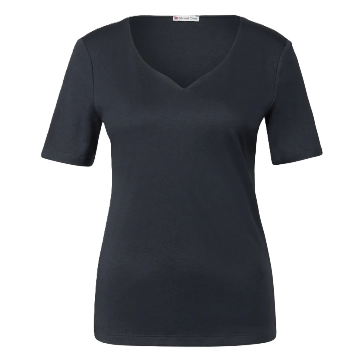 Street One shirt heart neckline deepwater blue
