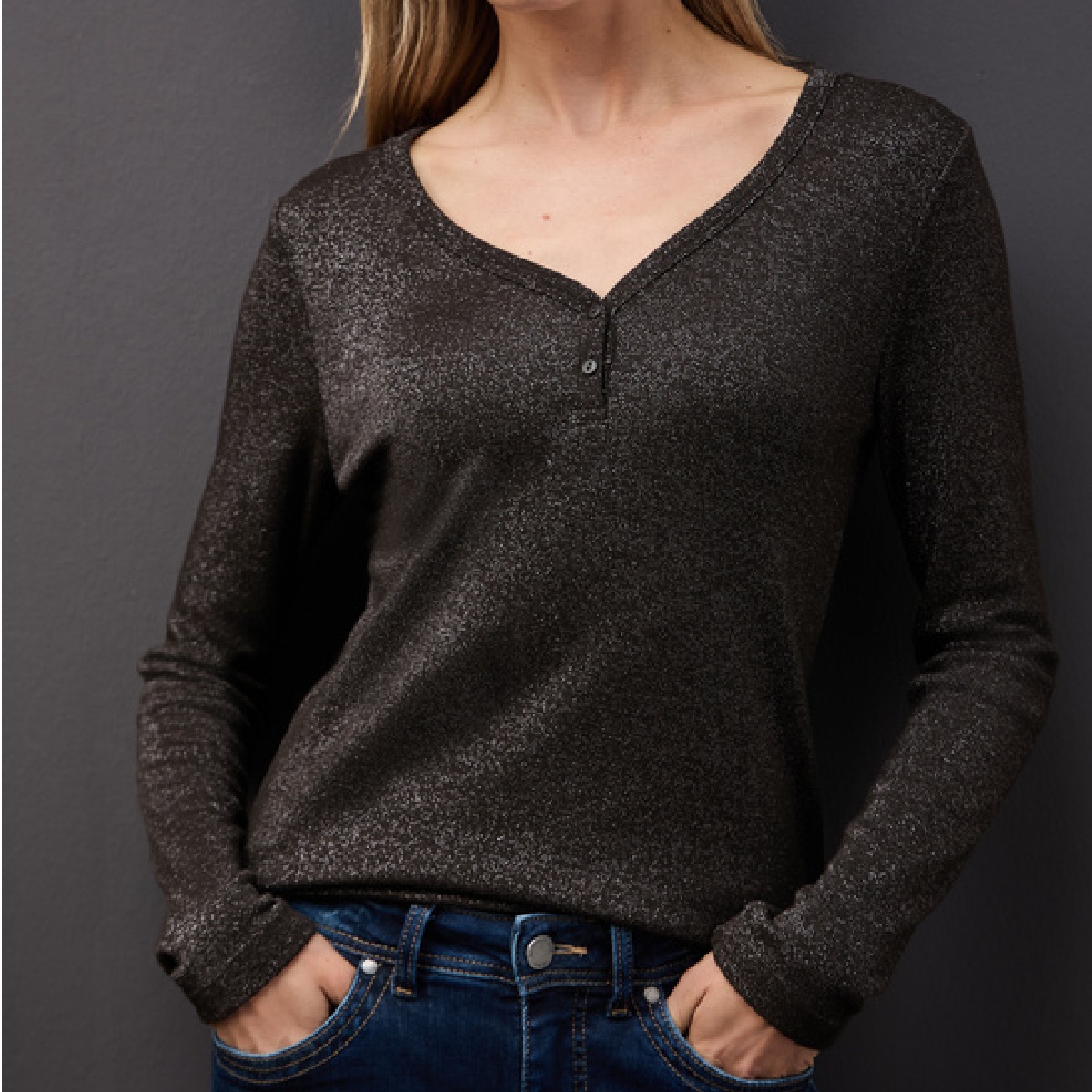 Street one t-shirt shiny button