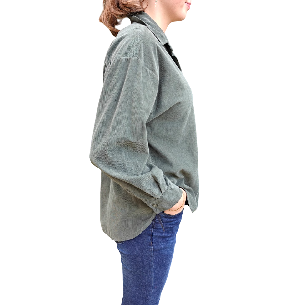 Samantha fløjls skjorte army