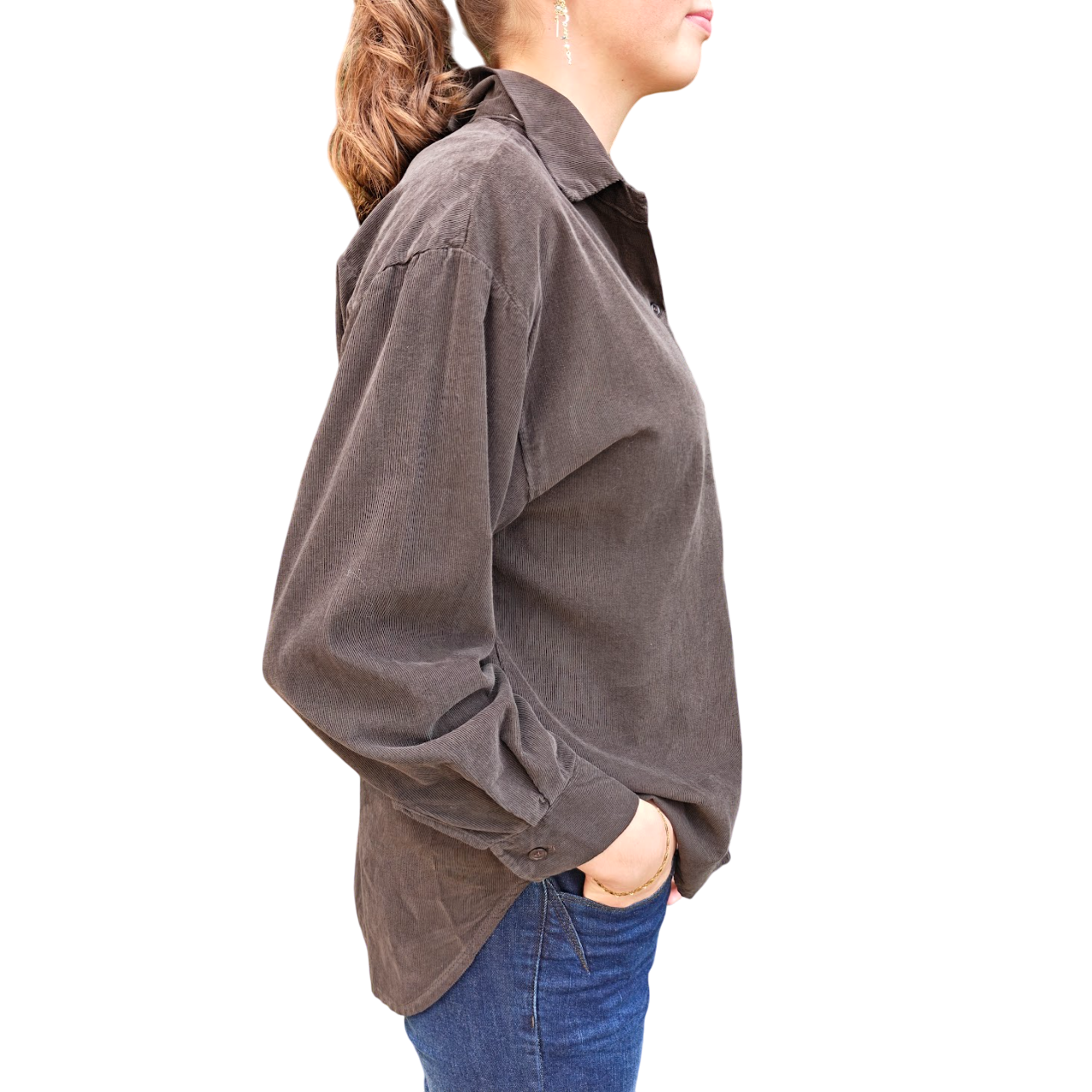 Samantha fløjls skjorte Chocolate