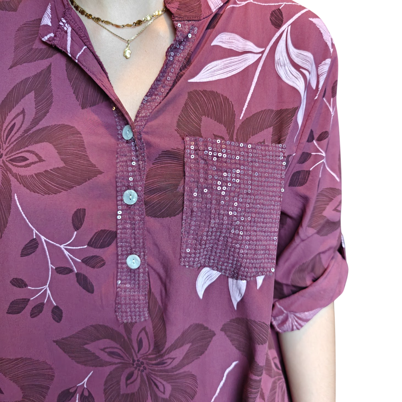 Gianni flower shirt bordeaux