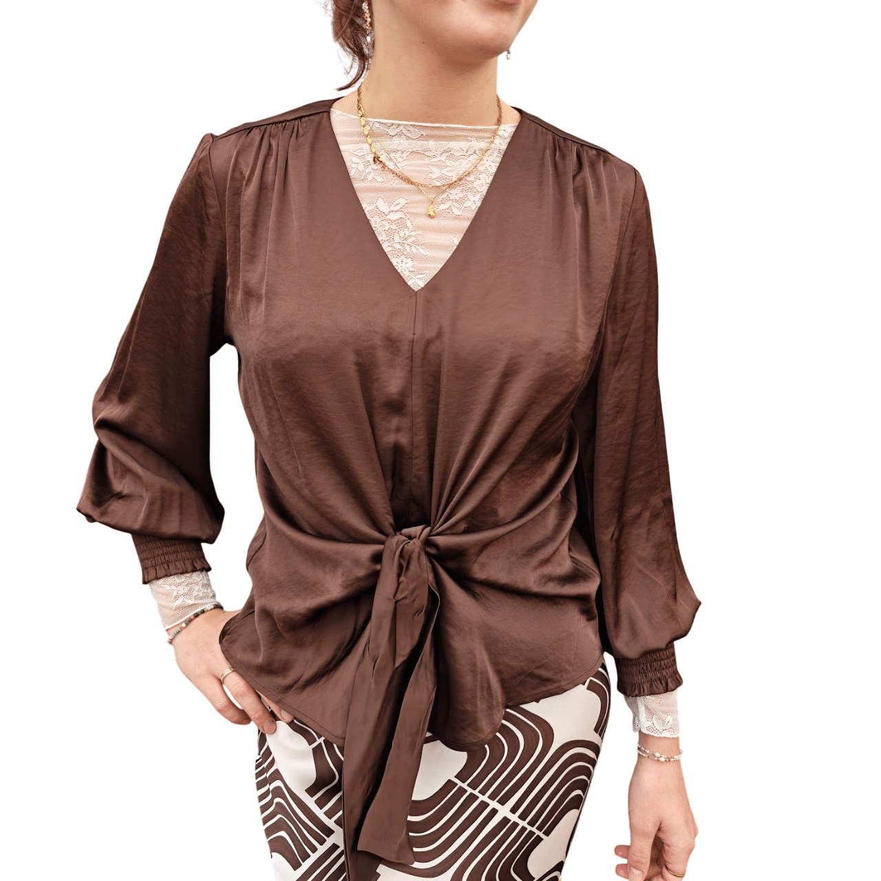 Continue Karina satin wrap brown