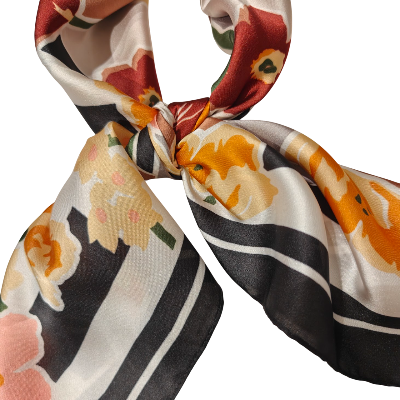 Maisie satin tørklæde black flower