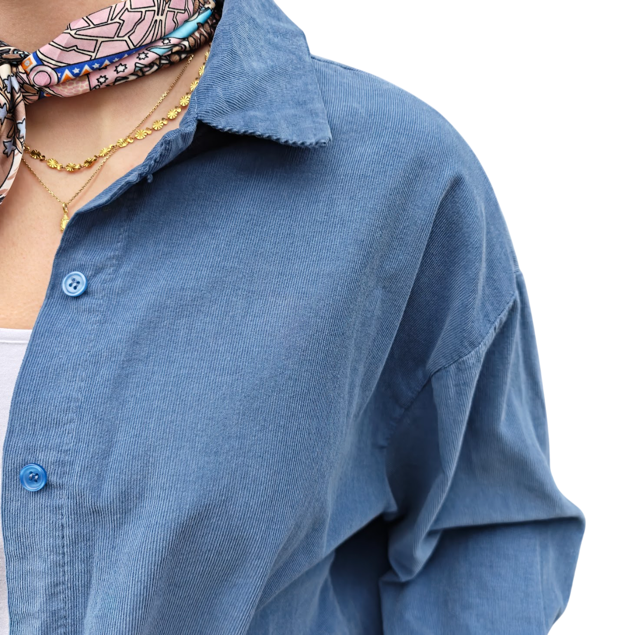 Samantha fløjls skjorte sweet blue