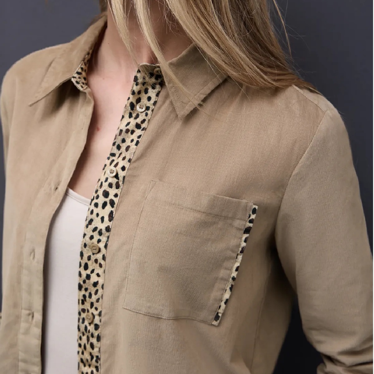 Street one skjorte corduroy flowing beige