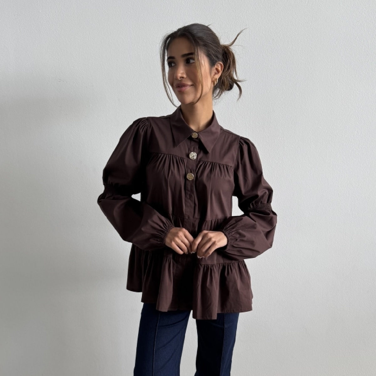 Continue Sanna gold buttons dark brown