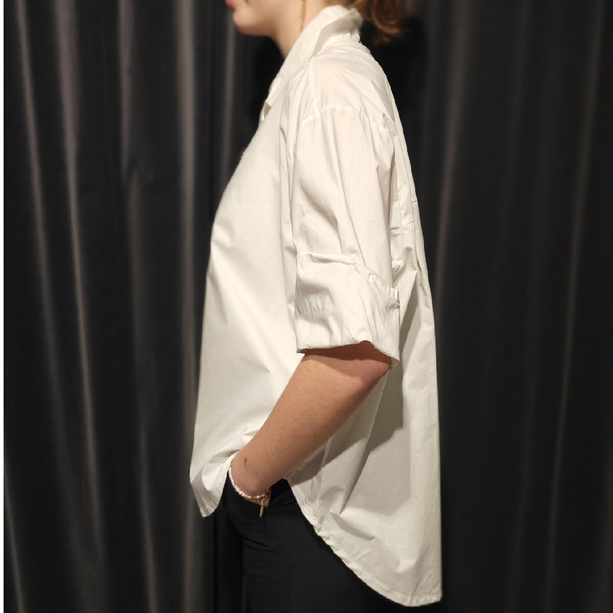 Portia shirt white gold button