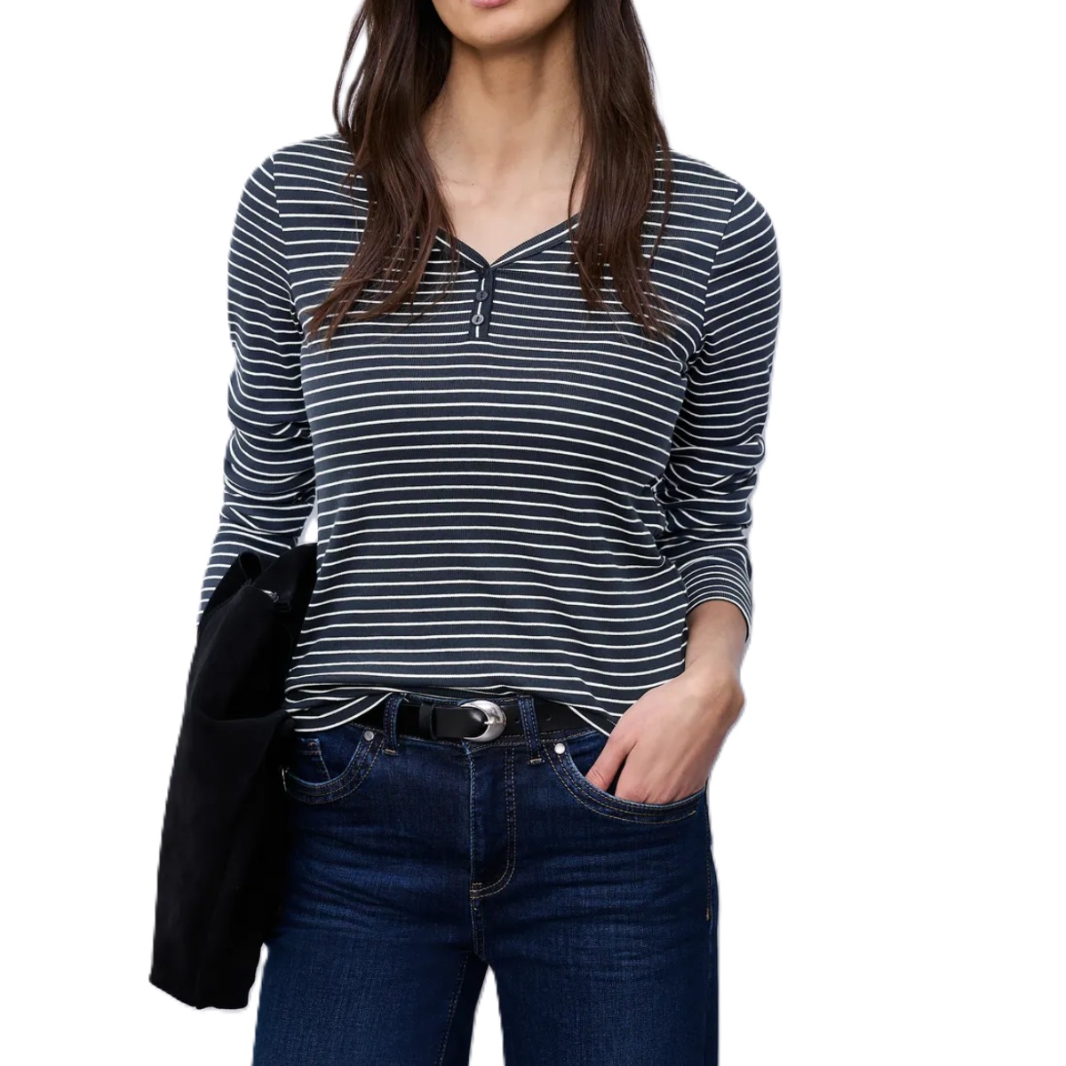 Street One rib t-shirt Navy