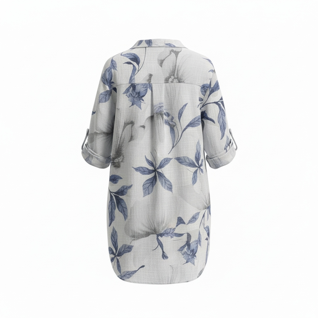 Lenore shirt white blue flower