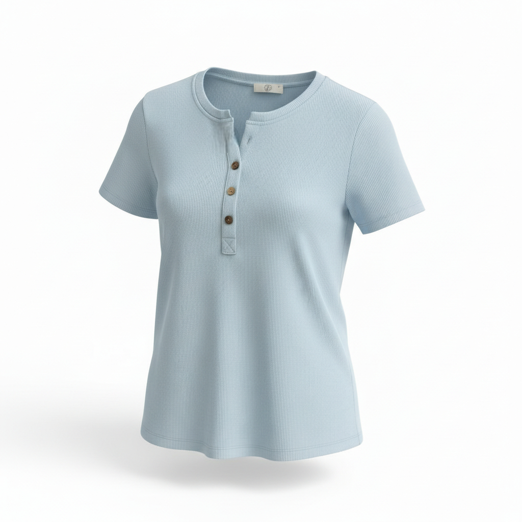 Janine rib tee light blue