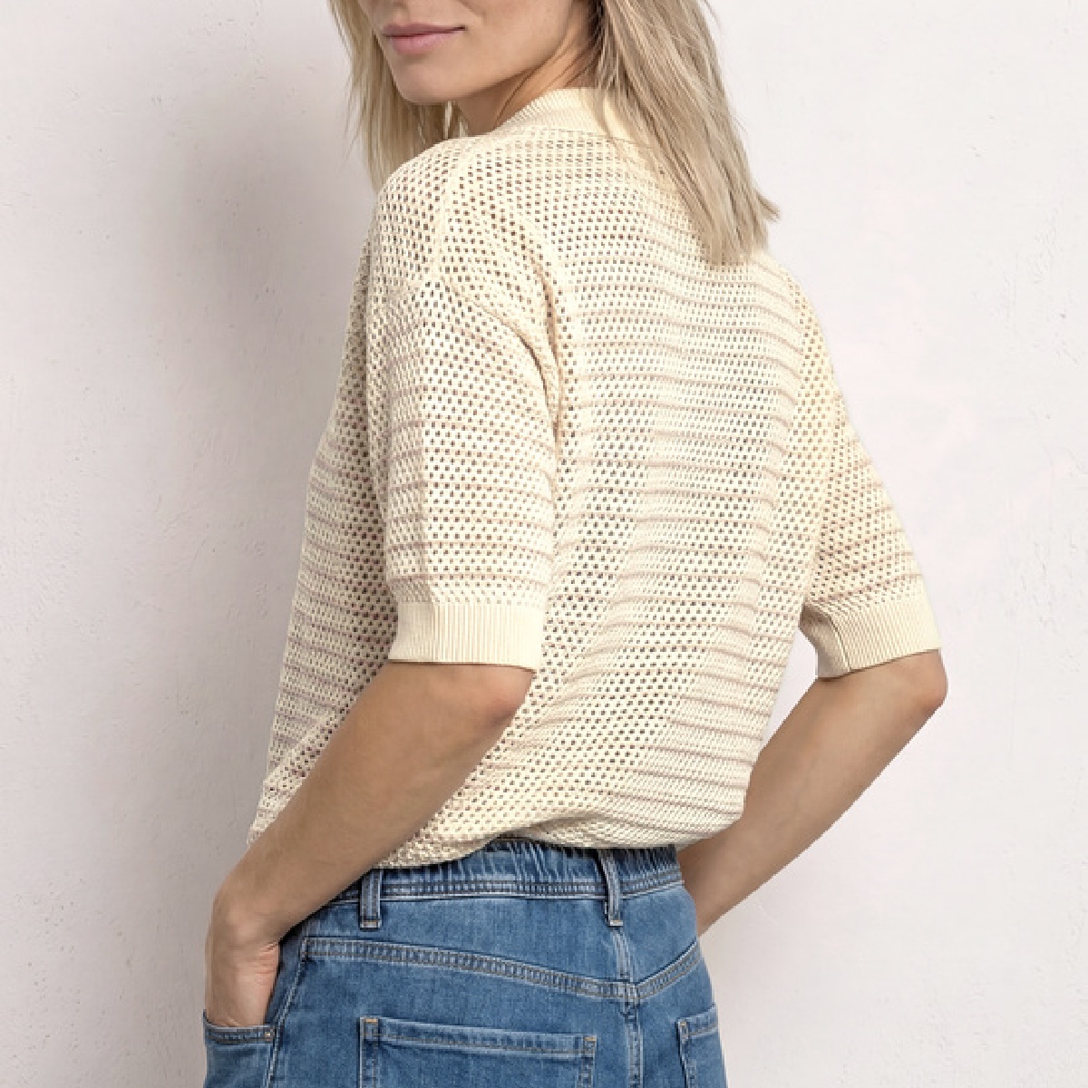 Street One polo sweater stripes beige