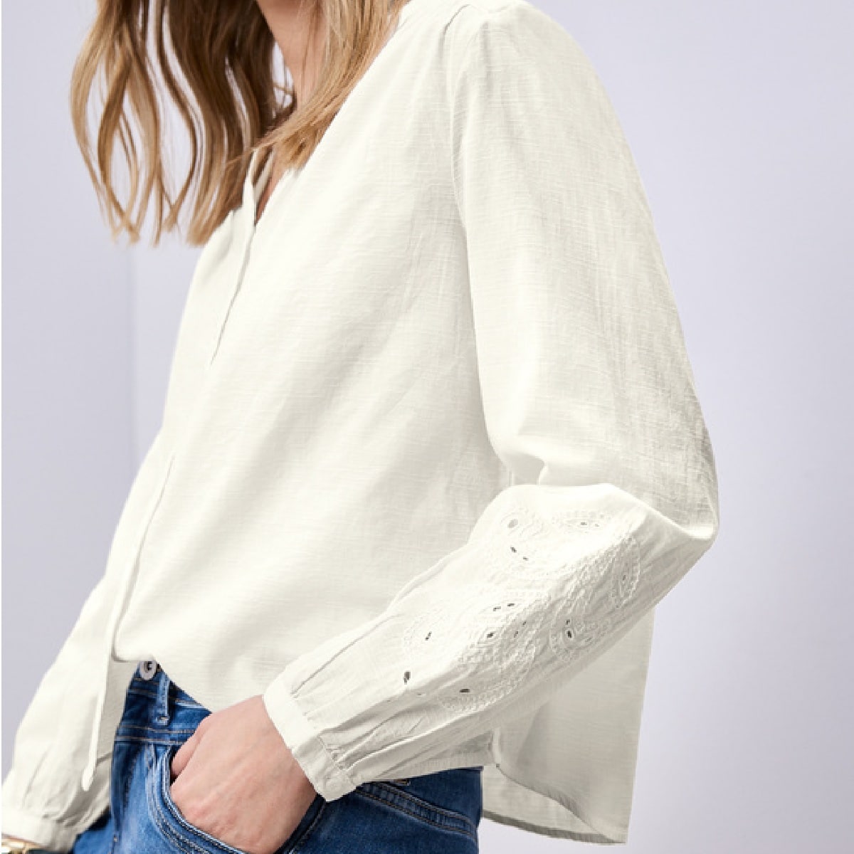 Street One bluse offwhite embrodery