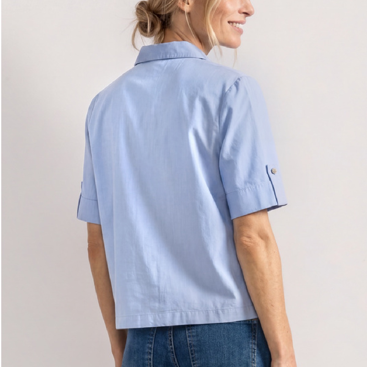 Street One chambray splitneck blue