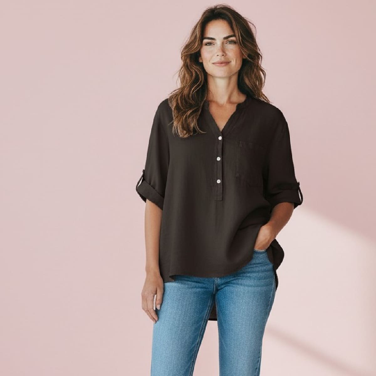 Misty hør bluse chocolate