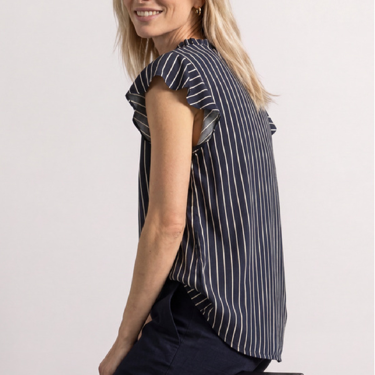 Street One splitneck blousetop darkest-blue