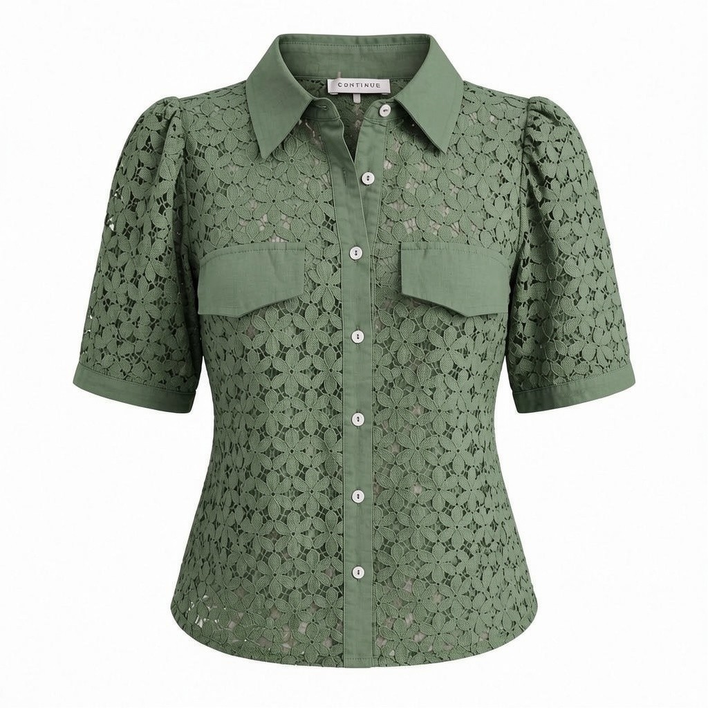 Continue bluse Charlotte lace army