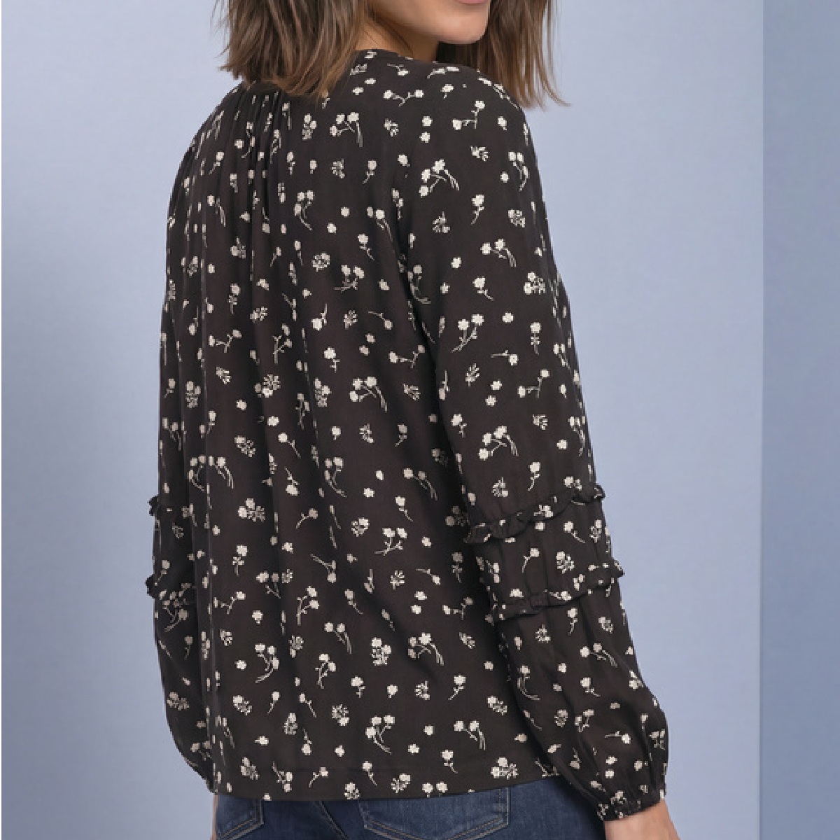 Street One bluse black coffee flower