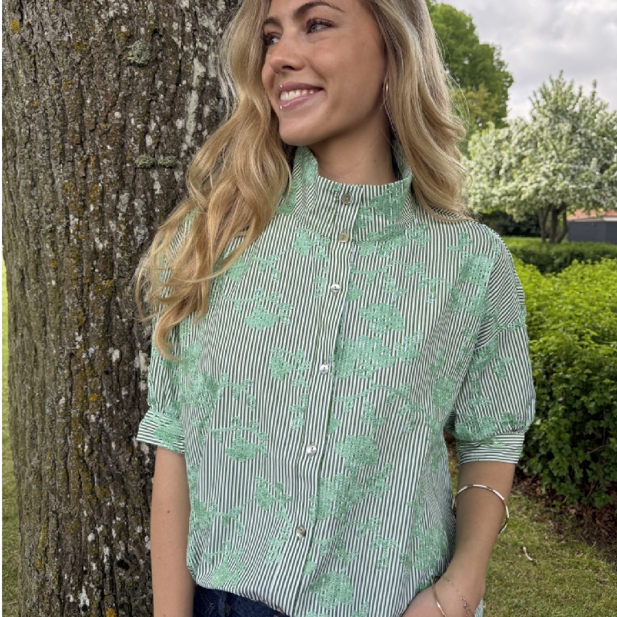 Continue bluse Jessie green stripe