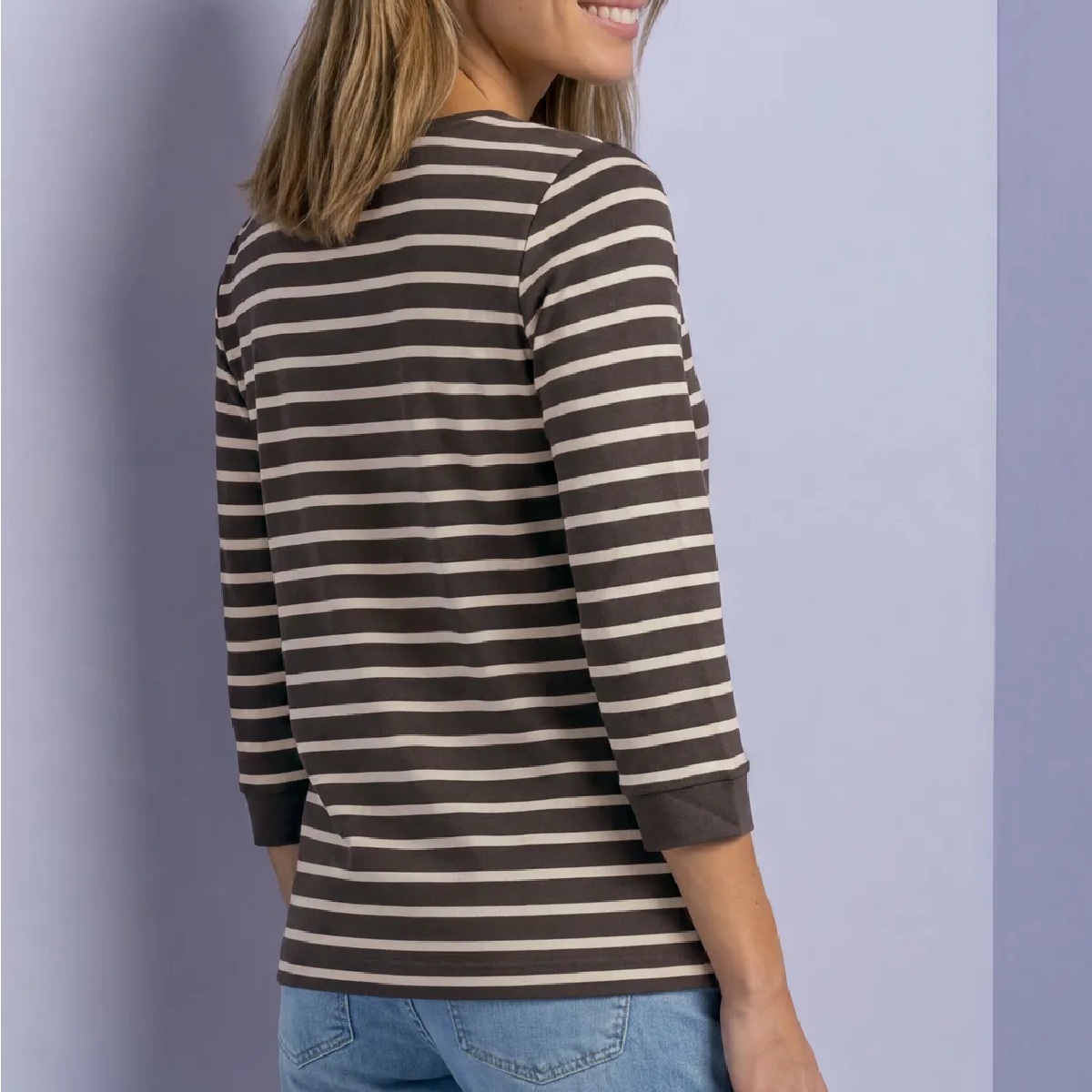 Street One bluse stripe black coffee