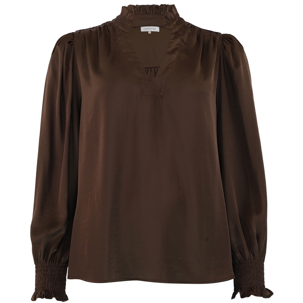 Continue bluse Moe satin brown