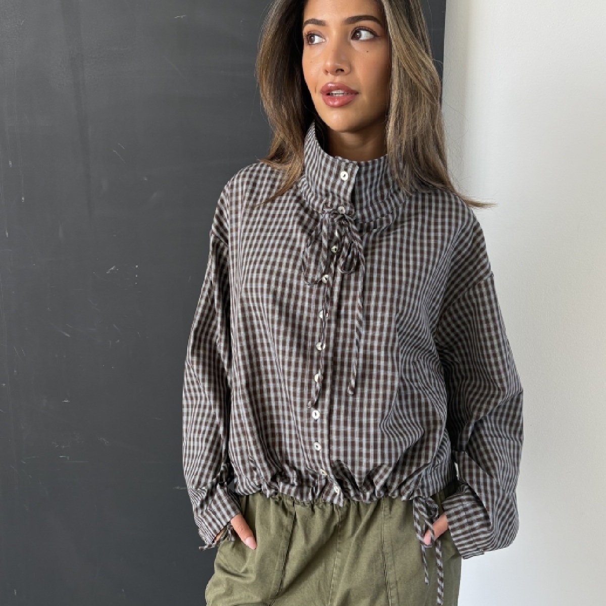 Continue Stine check shirt brown check