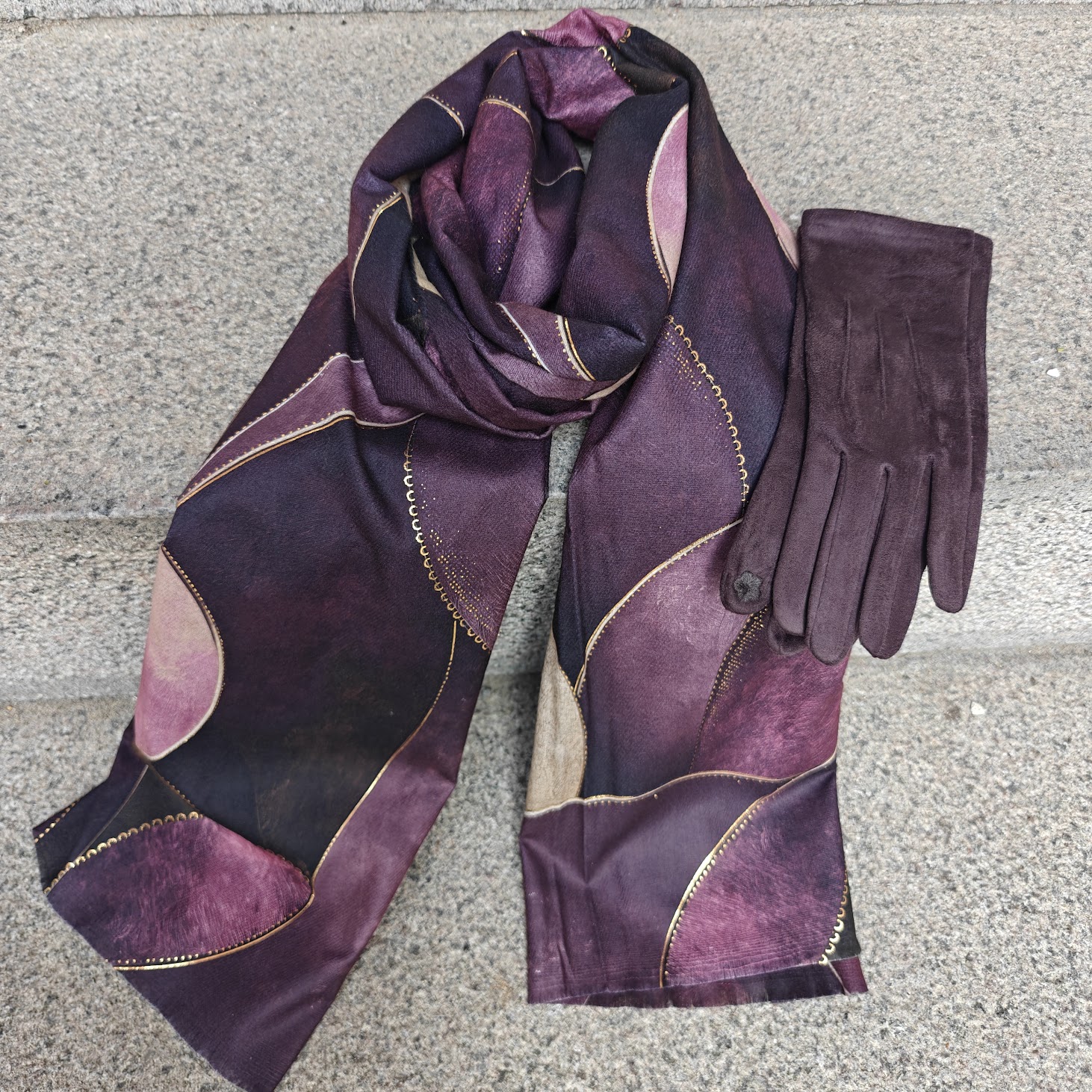 Sandra tørklæde leaf aubergine